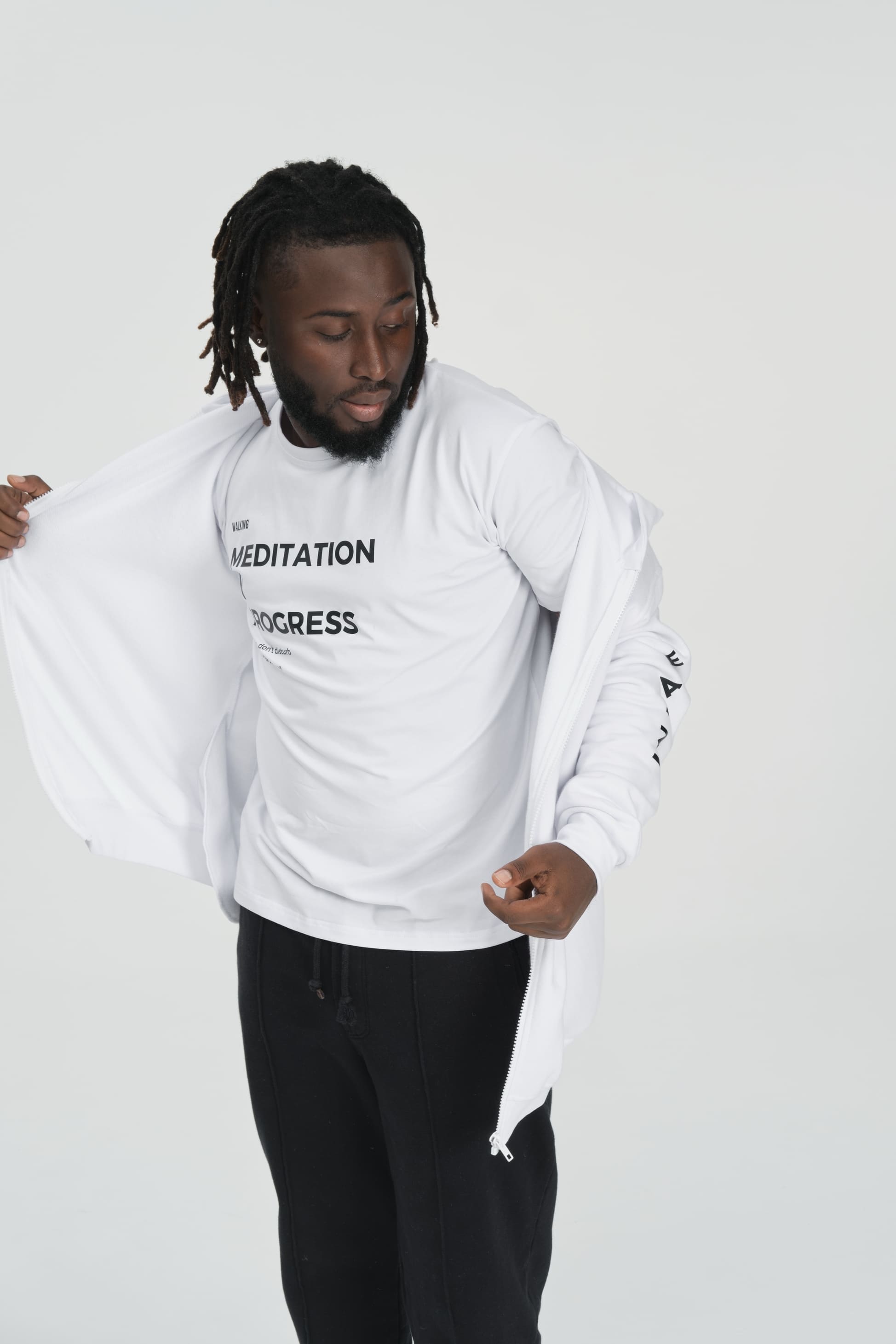 Meditation in progress Soft zippered hoodie